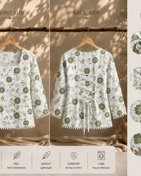 Olive Bloom Floral Lace-Up Top Thumbnail 3
