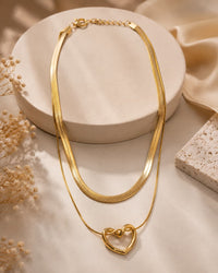 "Heart Pendant with Double Layer  Gold Chain" Thumbnail 1