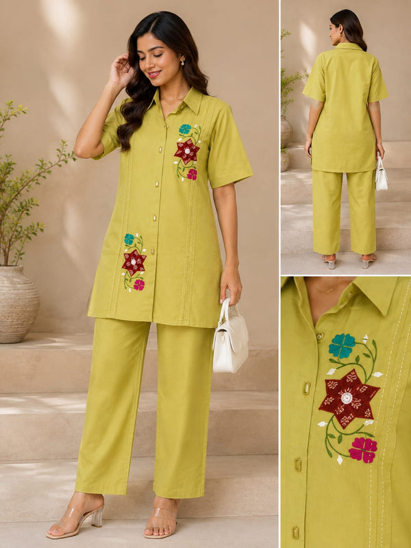 Lime Green Embroidered Co-Ord Set
