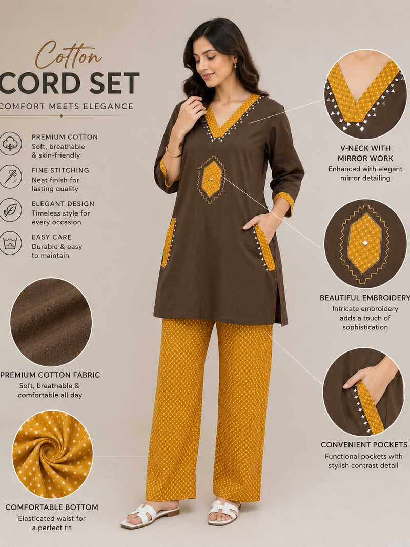 Brown & Mustard Cotton Cord Set