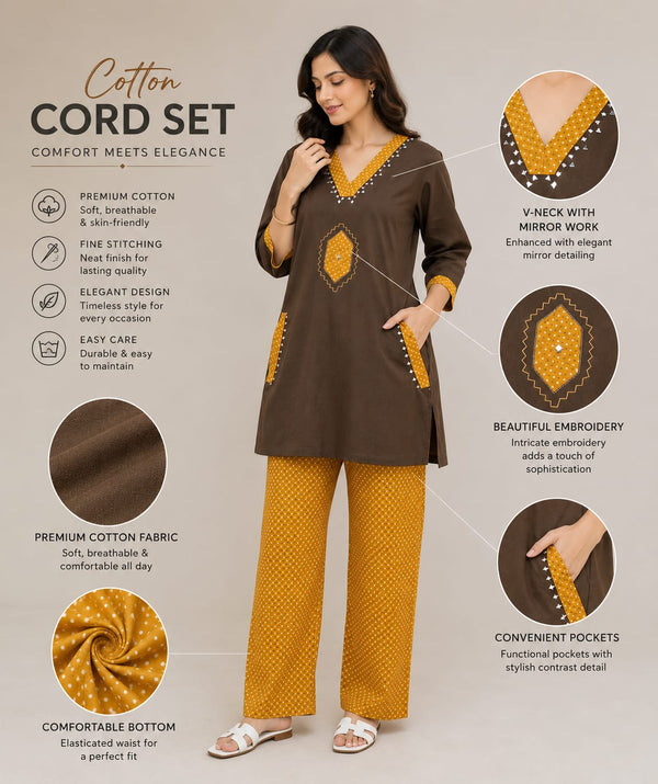 Brown & Mustard Cotton Cord Set