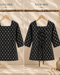 "Printed  Back-Lace-Up Cotton Top" Thumbnail 2