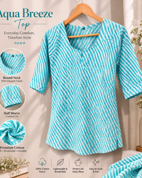 "Aqua Breeze Lining Top Short Kurti" Thumbnail 2