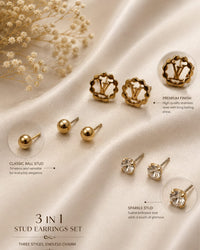 3-in-1 Studs Earring Set Thumbnail 2