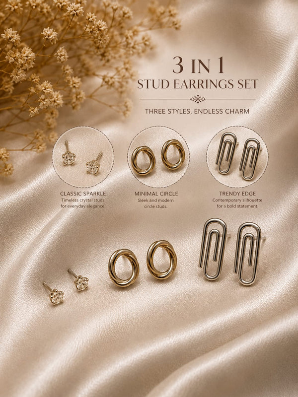 3-in-1 Studs Earring Set