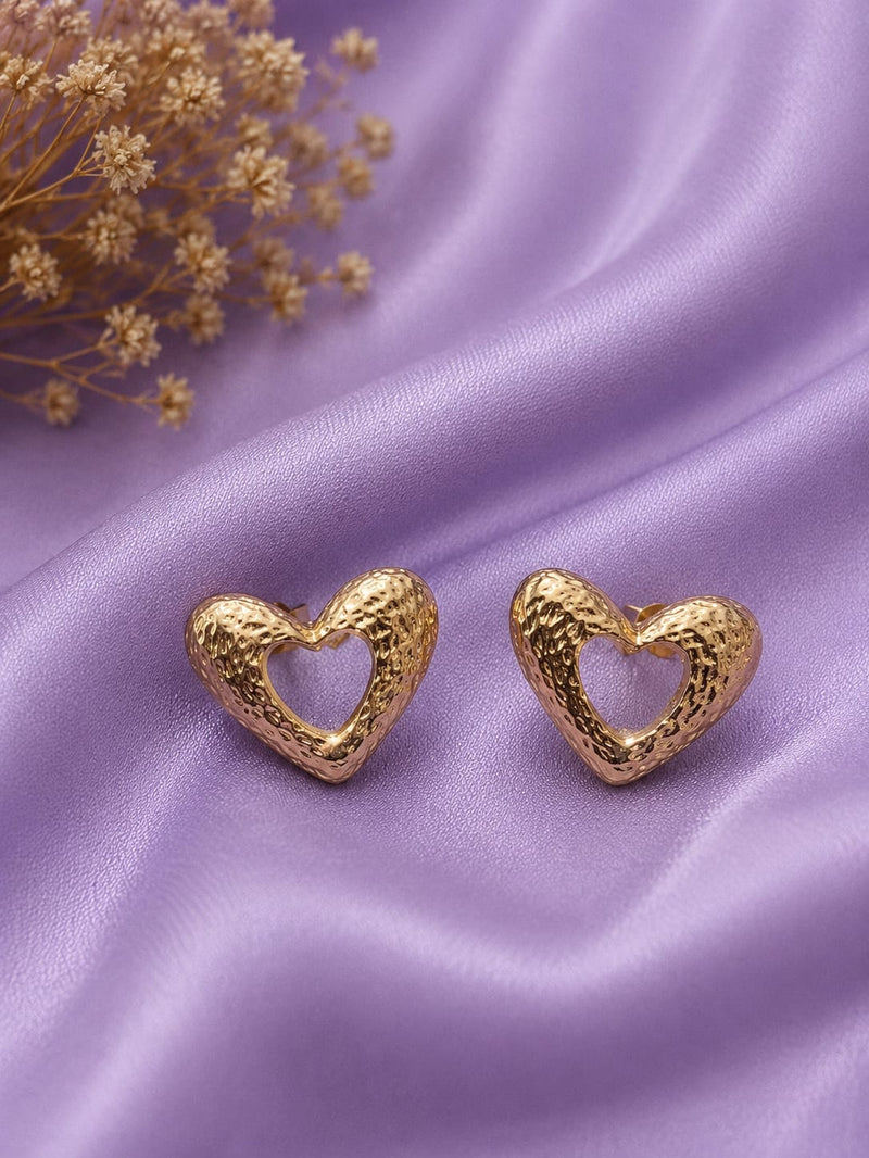 Textured Heart Cutout Studs