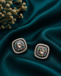 "Black Mandala Colorful Beaded  Studs" Thumbnail 2