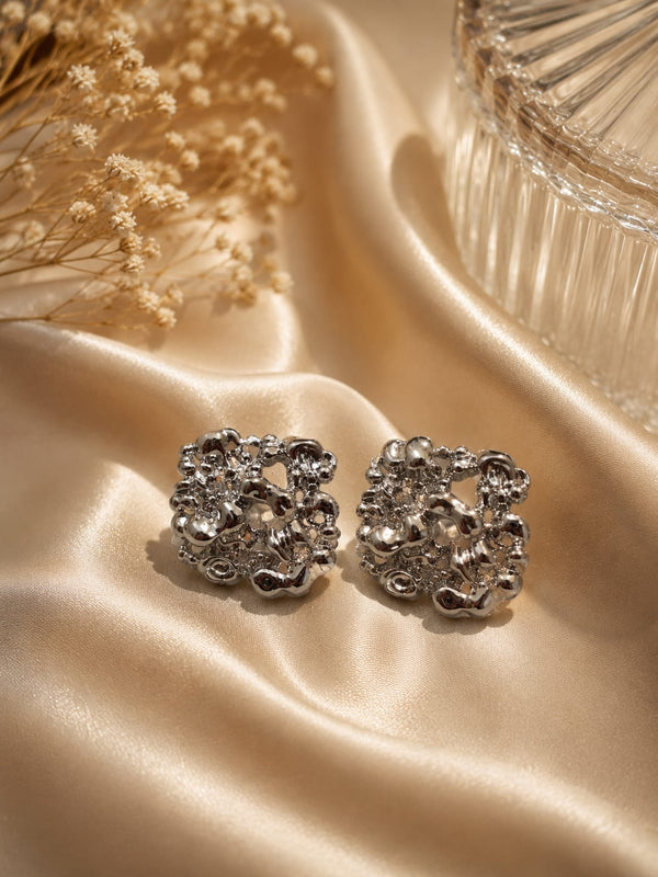 Silver Ornate Cluster Studs