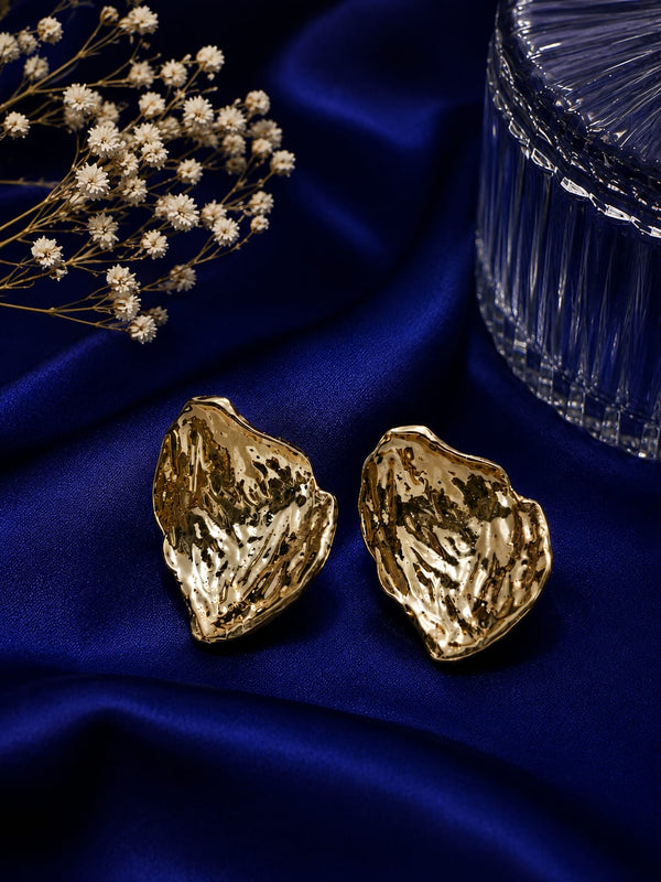 Gold Textured Petal Studs