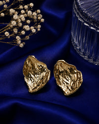 Gold Textured Petal Studs Thumbnail 1