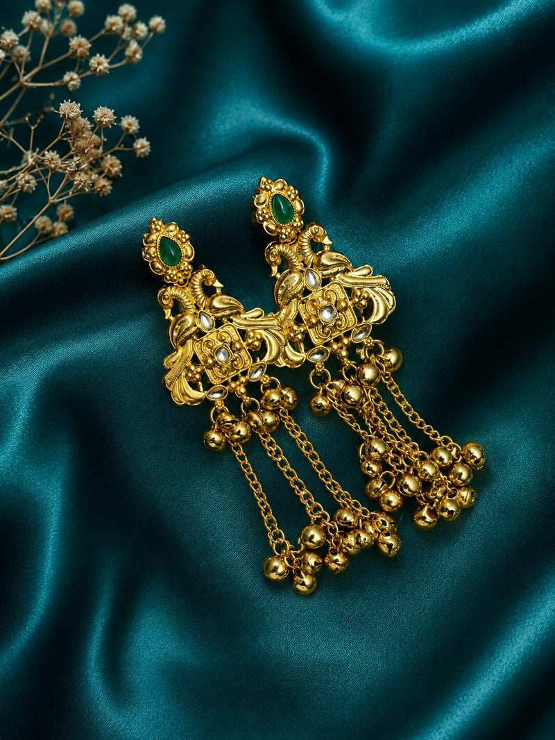 "Golden Peacock Ghungroo /  Kashmiri Jhumka"