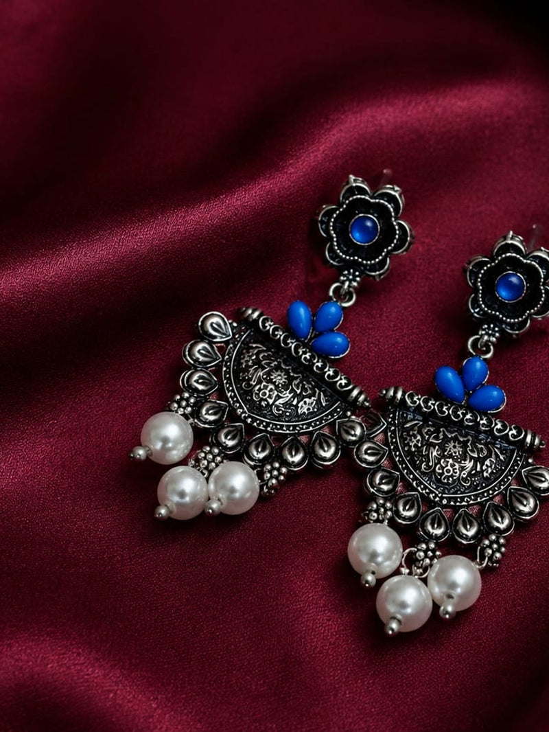 Blue Floral Chandbali