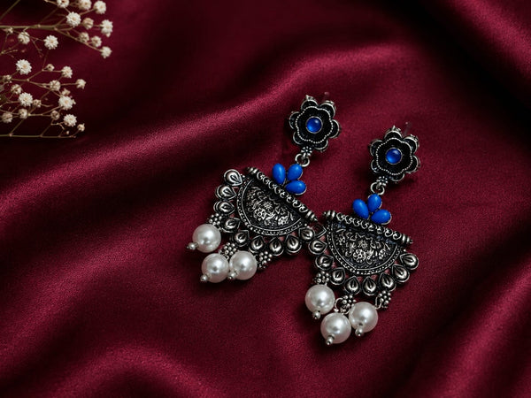 Blue Floral Chandbali