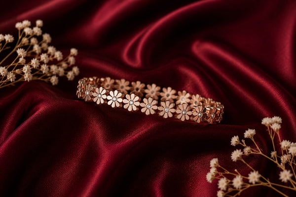 Rose Gold Flower Bangle Braclete