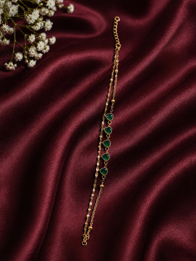 "Green Layered Heart  Anklet / Braclete"