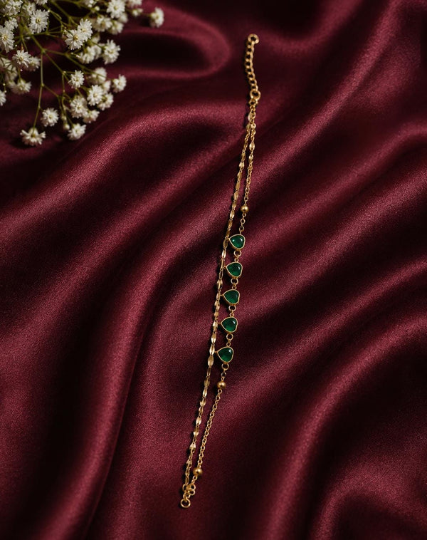 "Green Layered Heart  Anklet / Braclete"