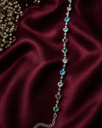 "Multicolor Silver Heart Chain Braclete" Thumbnail 1
