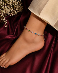 "Multicolor Silver Heart Chain Braclete" Thumbnail 2