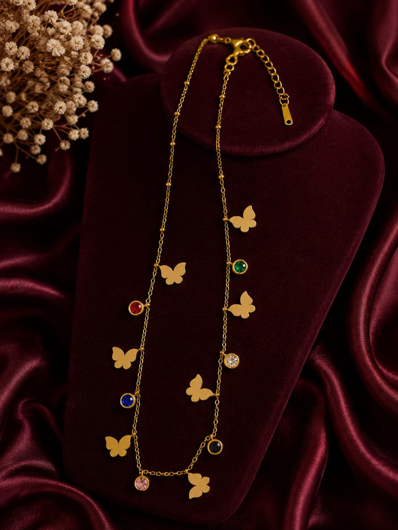 "Multicolor Butterfly  Charm Necklace"