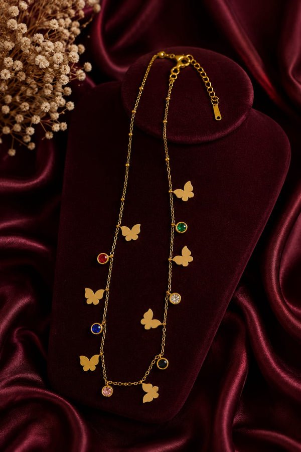 "Multicolor Butterfly  Charm Necklace"
