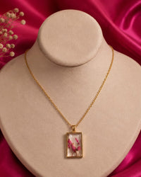 Rectangle Resin Purple Flower Chain Pendant Thumbnail 1