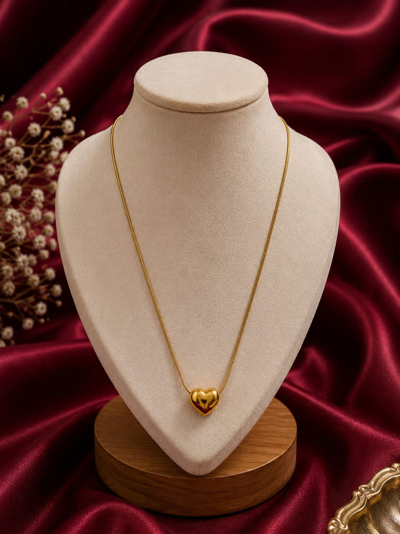 Gold 3-D Puffy Heart pendant