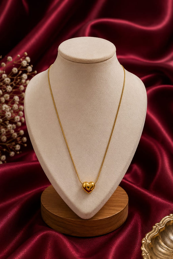 Gold 3-D Puffy Heart pendant