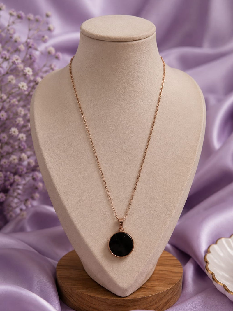 Rose Gold Black Circle Chain