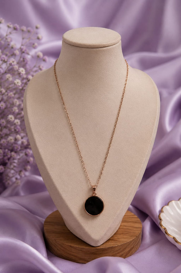 Rose Gold Black Circle Chain