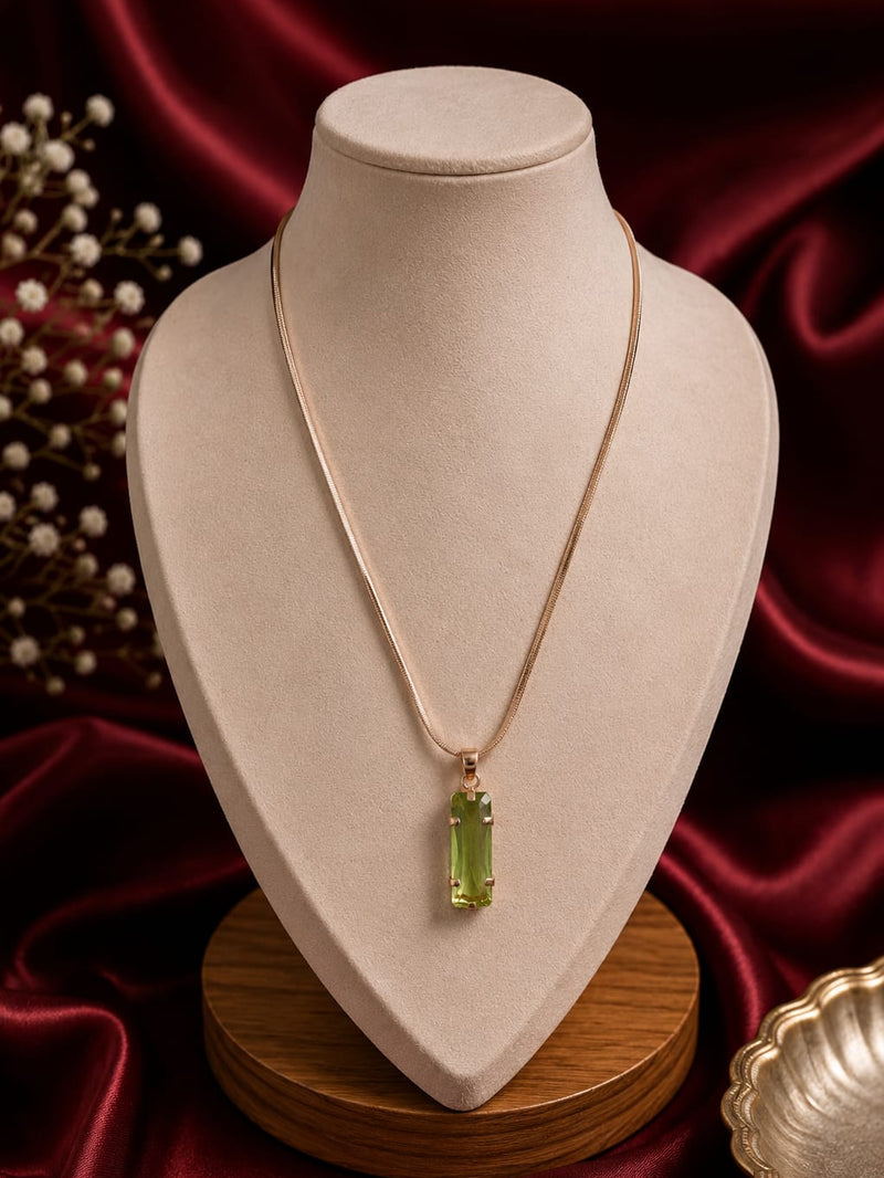 Green & Wine Color Gem Pendant Chain