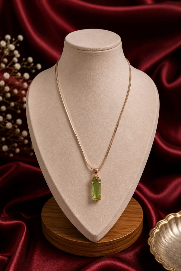 Green & Wine Color Gem Pendant Chain