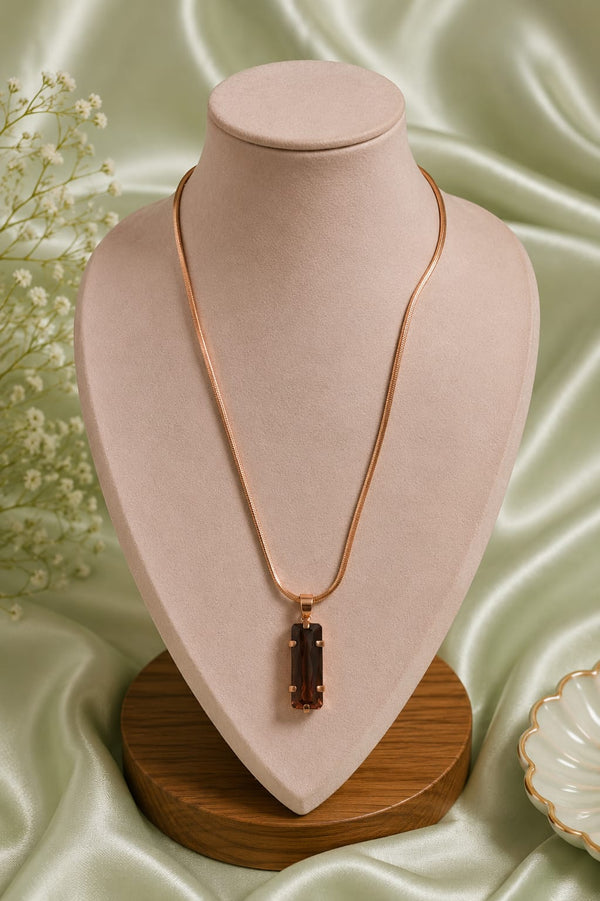 Green & Wine Color Gem Pendant Chain