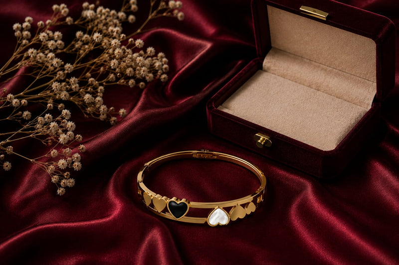 "Shadow Heart & Stone luxe Cuff  Bangle Braclete"