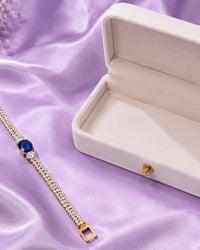 Teal Ovel Stone Diamond braclete Thumbnail 2