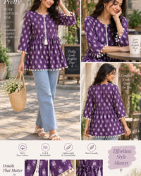 Floral Cotton Peplum Top Thumbnail 3