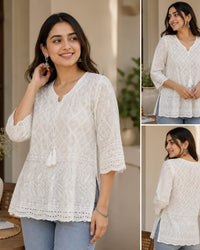 White Kurti or Short kurti Thumbnail 2