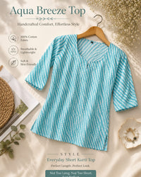 "Aqua Breeze Lining Top Short Kurti" Thumbnail 1