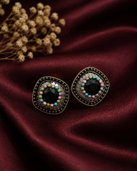 "Black Mandala Colorful Beaded  Studs" Thumbnail 1
