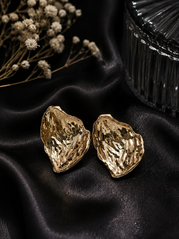 Gold Textured Petal Studs