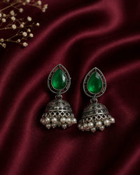 Green & Teal Blue Tear Drop Oxy. Jhumka Thumbnail 1