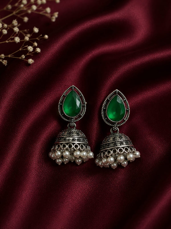 Green & Teal Blue Tear Drop Oxy. Jhumka