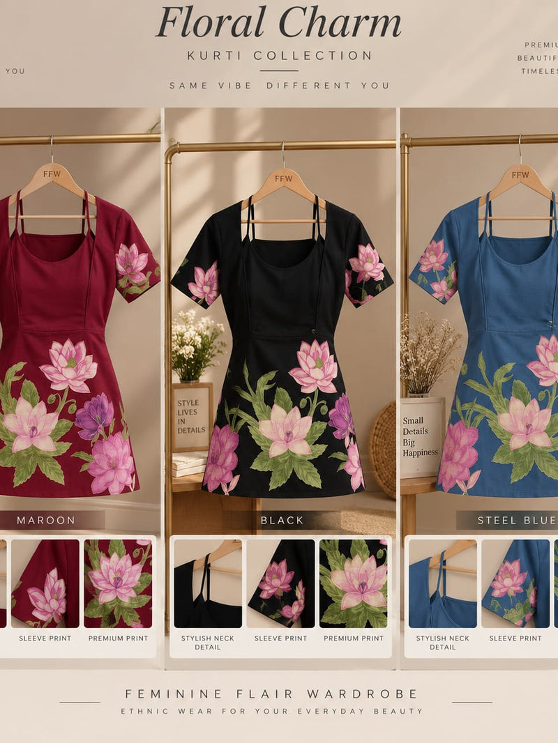 Floral Printed Lace-Up Waist Top