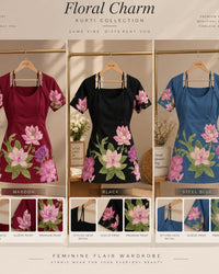 Floral Printed Lace-Up Waist Top Thumbnail 1
