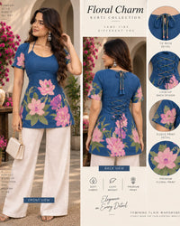 Floral Printed Lace-Up Waist Top Thumbnail 5