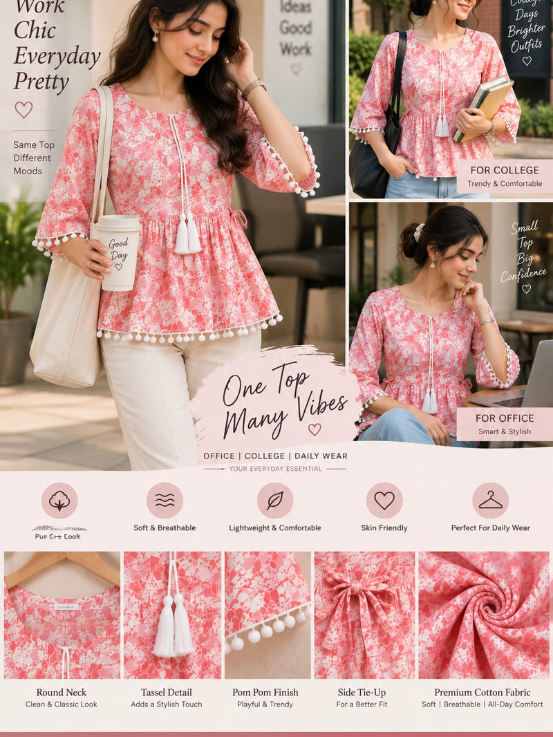Floral Cotton Peplum Top