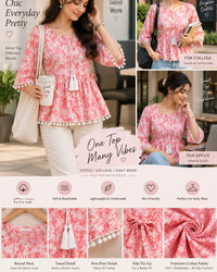 Floral Cotton Peplum Top Thumbnail 1