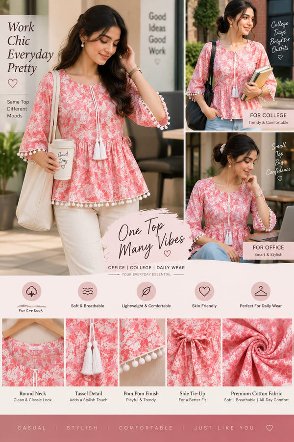 Floral Cotton Peplum Top