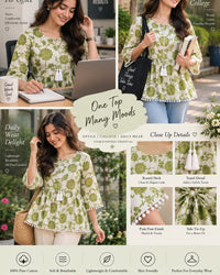 Floral Cotton Peplum Top Thumbnail 8