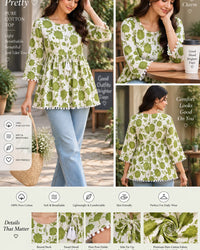 Floral Cotton Peplum Top Thumbnail 5