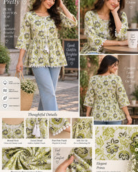 Floral Cotton Peplum Top Thumbnail 7